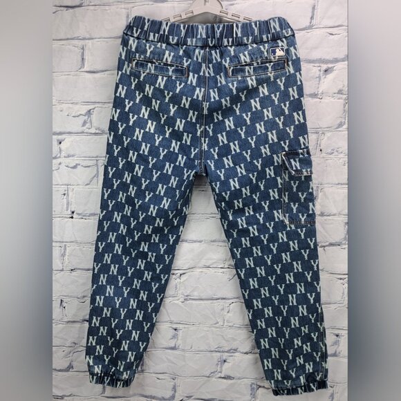 MLB New York Yankees Denim Cargo Jeans Pants Joggers Unisex Medium 32-34 Waist - Picture 3 of 15
